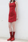 Marc Le Bihan Silk Shrink Stretch Suspender Skirt 21910 Collection French Handmade MLB-21910-HONG Red